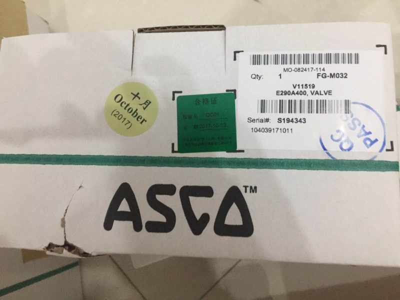 ASCO角座阀E290A040黄铜停产，用不锈钢替代：E290A083