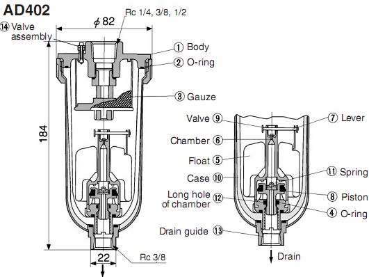 SMC自动排水器 AD402排水器